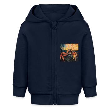 Krabbe - Baby Organic Kapuzenjacke Baby Connector von Stanley/Stella - Navy - Vorne