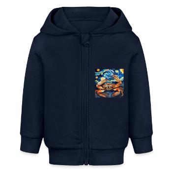 Krabbe - Baby Organic Kapuzenjacke Baby Connector von Stanley/Stella - Navy - Vorne
