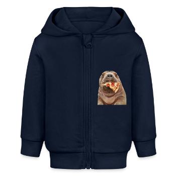 Walross - Baby Organic Kapuzenjacke Baby Connector von Stanley/Stella - Navy - Vorne