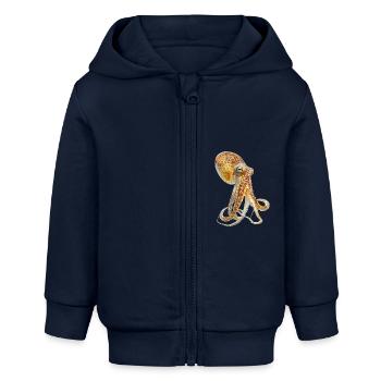 Tintenfisch - Baby Organic Kapuzenjacke Baby Connector von Stanley/Stella - Navy - Vorne