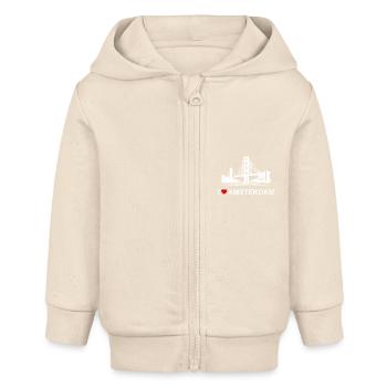 I love Amsterdam Golden Gate Bridge Netherland Wortspiel - Baby Organic Kapuzenjacke Baby Connector von Stanley/Stella - Natur - Vorne