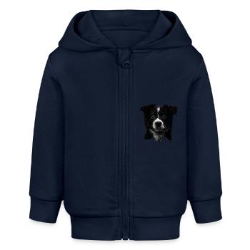 Border Collie - Baby Organic Kapuzenjacke Baby Connector von Stanley/Stella - Navy - Vorne