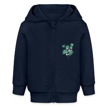 Tropical Leaves Design - Baby Organic Kapuzenjacke Baby Connector von Stanley/Stella - Navy - Vorne