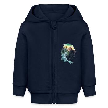 Bison - Baby Organic Kapuzenjacke Baby Connector von Stanley/Stella - Navy - Vorne
