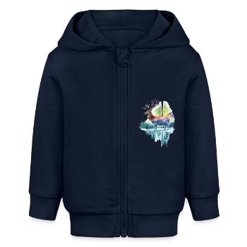 Reh - Baby Organic Kapuzenjacke Baby Connector von Stanley/Stella - Navy - Vorne