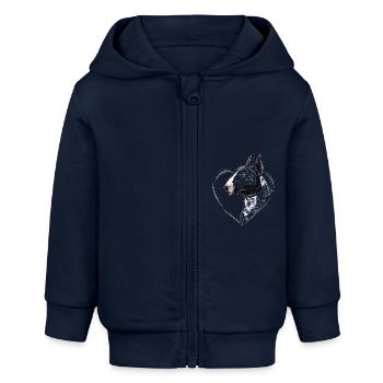 Bullterrier - Baby Organic Kapuzenjacke Baby Connector von Stanley/Stella - Navy - Vorne