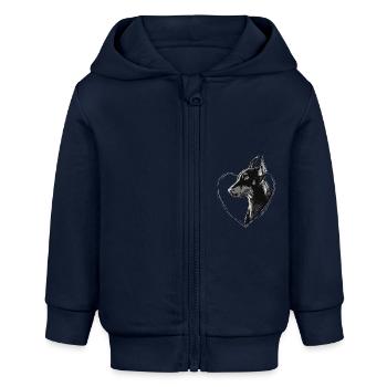 Dobermann - Baby Organic Kapuzenjacke Baby Connector von Stanley/Stella - Navy - Vorne