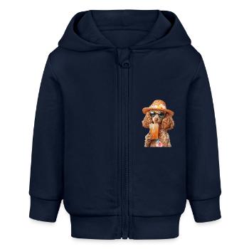 Pudel - Baby Organic Kapuzenjacke Baby Connector von Stanley/Stella - Navy - Vorne