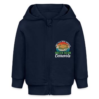 Casserole de haricots verts - Veste à capuche bébé bio Stanley/Stella - bleu marine - Devant