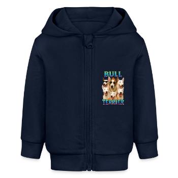 Bullterrier - Baby Organic Kapuzenjacke Baby Connector von Stanley/Stella - Navy - Vorne