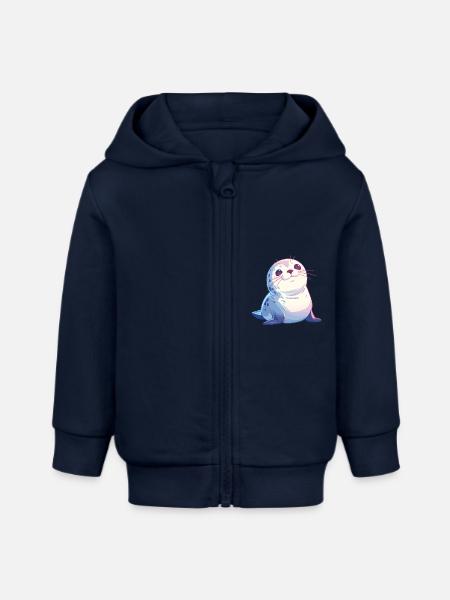 Robben Robbe - Baby Organic Kapuzenjacke Baby Connector von Stanley/Stella - Navy