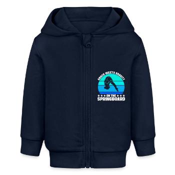 Kunstspringen Turmspringer Sprungbrett - Baby Organic Kapuzenjacke Baby Connector von Stanley/Stella - Navy - Vorne