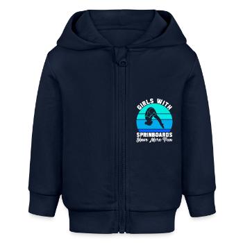 Kunstspringen Turmspringer Sprungbrett - Baby Organic Kapuzenjacke Baby Connector von Stanley/Stella - Navy - Vorne