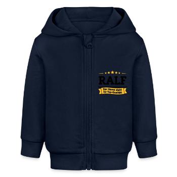 Ralf – Der Name steht für Top-Qualität! - Baby Organic Kapuzenjacke Baby Connector von Stanley/Stella - Navy - Vorne
