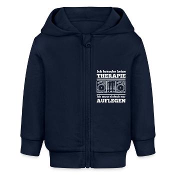 DJ Deejay Djing Shirt T-Shirt Keine Therapie DJ 1 - Baby Organic Kapuzenjacke Baby Connector von Stanley/Stella - Navy - Vorne