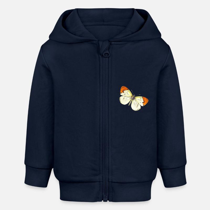 papillon - Veste à capuche bébé bio Stanley/Stella - bleu marine