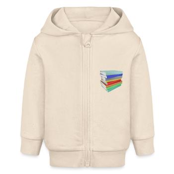 Stack of books - Baby Organic Zip-up Hoodie by Stanley/Stella - soft Ecru - Front