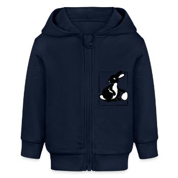 Lapin avec oeuf dans un cadre | Vectoriel - Veste à capuche bébé bio Stanley/Stella - bleu marine - Devant