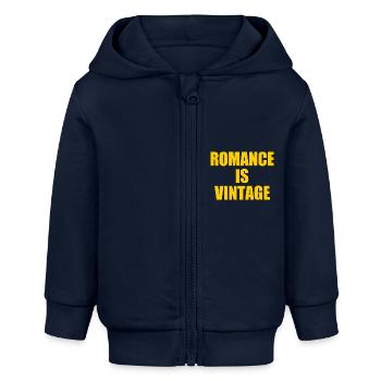 romance is vintage - Baby Organic Kapuzenjacke Baby Connector von Stanley/Stella - Navy - Vorne