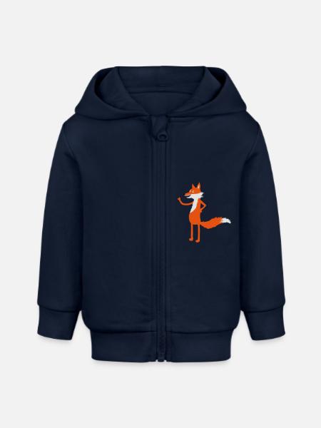 Fuchs steht - Baby Organic Kapuzenjacke Baby Connector von Stanley/Stella - Navy