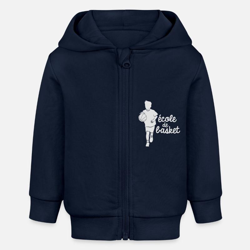 Ecole de basket-ball - Veste à capuche bébé bio Stanley/Stella - bleu marine
