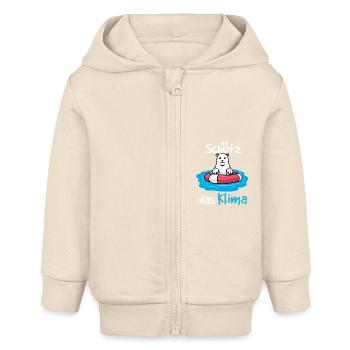 Schützt das Klima Eisbär Baby Comic Cartoon - Baby Organic Kapuzenjacke Baby Connector von Stanley/Stella - Natur - Vorne