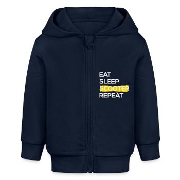 Eat Sleep Scooter Repeat II - Baby Organic Zip-up Hoodie by Stanley/Stella - navy - Front