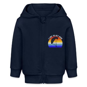 Paragliding Lover - I Like To Get High I - Baby Organic Zip-up Hoodie by Stanley/Stella - navy - Front