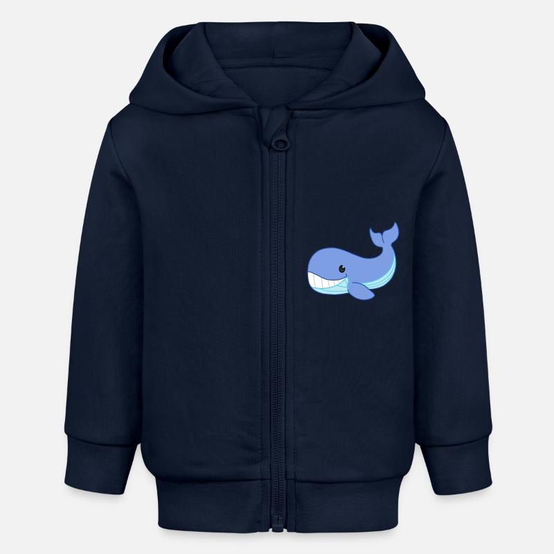 Bébé baleine - Veste à capuche bébé bio Stanley/Stella - bleu marine