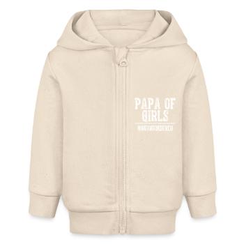 Papa der Mädchen am Vatertag in der Überzahl - Baby Organic Kapuzenjacke Baby Connector von Stanley/Stella - Natur - Vorne