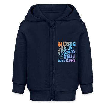 Music Is A Gateway To Emotions - Baby Organic Kapuzenjacke Baby Connector von Stanley/Stella - Navy - Vorne