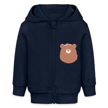 Ours simple dans un manche plat - Veste à capuche bébé bio Stanley/Stella - bleu marine - Devant