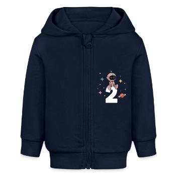 Ich bin 2 Jahre zweiter Geburtstag Astronaut - Baby Organic Kapuzenjacke Baby Connector von Stanley/Stella - Navy - Vorne