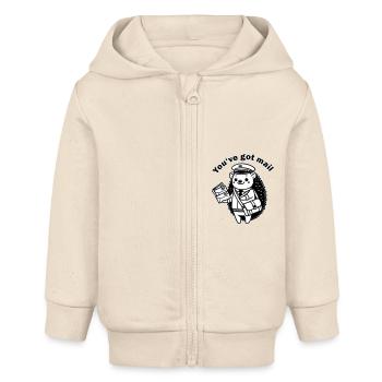 Facteur Hérisson - Design « Vous avez du courrier » - Veste à capuche bébé bio Stanley/Stella - écru doux - Devant