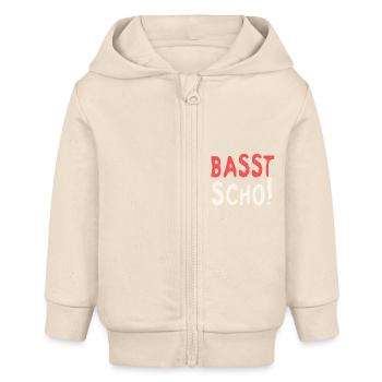 Basst scho rot baige text - Baby Organic Kapuzenjacke Baby Connector von Stanley/Stella - Natur - Vorne