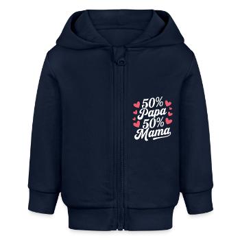 50 papa 50 maman bébé cadeau cool - Veste à capuche bébé bio Stanley/Stella - bleu marine - Devant