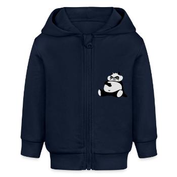 Dicker Panda - Baby Organic Kapuzenjacke Baby Connector von Stanley/Stella - Navy - Vorne