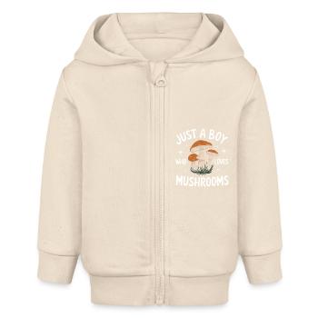 Pilz Pilze Funghi Champignon - Baby Organic Kapuzenjacke Baby Connector von Stanley/Stella - Natur - Vorne