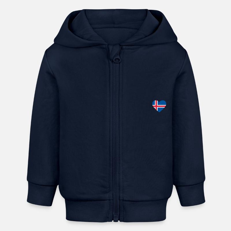 Cœur drapeau Islande - Veste à capuche bébé bio Stanley/Stella - bleu marine