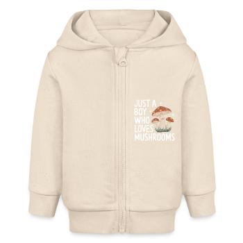 Pilz Pilze Funghi Champignon - Baby Organic Kapuzenjacke Baby Connector von Stanley/Stella - Natur - Vorne