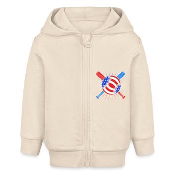 Vierter Juli Nationalfarben Nationalfeiertag USA - Baby Organic Kapuzenjacke Baby Connector von Stanley/Stella - Natur - Vorne