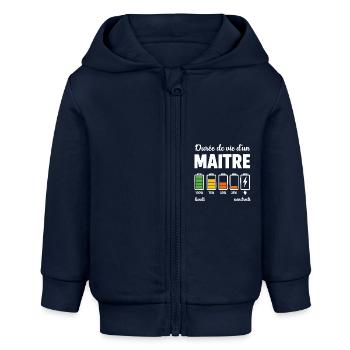 Maitre D'école Pour Fin D'année Scolaire - Veste à capuche bébé bio Stanley/Stella - bleu marine - Devant