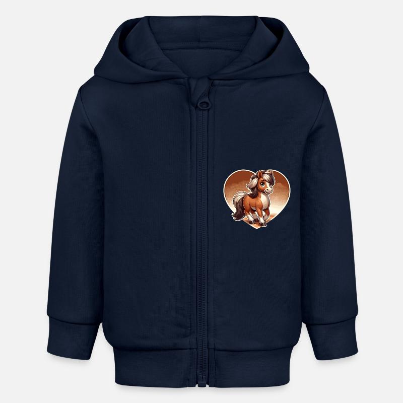 Cheval avec du cœur dans un style comique - Veste à capuche bébé bio Stanley/Stella - bleu marine