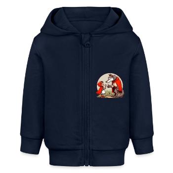 Petit Chaperon Rouge Conte de fées Loup Personnage de conte de fées mignon - Veste à capuche bébé bio Stanley/Stella - bleu marine - Devant
