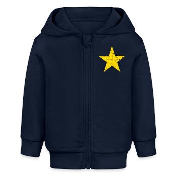 Glücksstern - lucky star - shabby chic - Baby Organic Kapuzenjacke Baby Connector von Stanley/Stella - Navy - Vorne