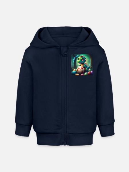 Mignon dinosaure Yeux rouges Pâques - Veste à capuche bébé bio Stanley/Stella - bleu marine