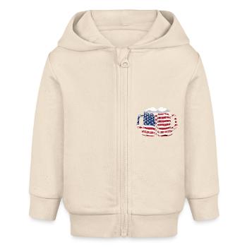 Vierter Juli Nationalfarben Nationalfeiertag USA - Baby Organic Kapuzenjacke Baby Connector von Stanley/Stella - Natur - Vorne