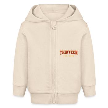 Treize Est. 2025 PNG 13e anniversaire - Veste à capuche bébé bio Stanley/Stella - écru doux - Devant
