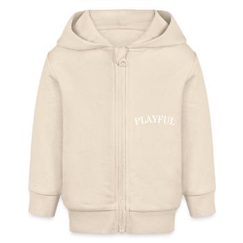 Playful Minimal Text Design Saying - Baby Organic Zip-up Hoodie by Stanley/Stella - soft Ecru - Front