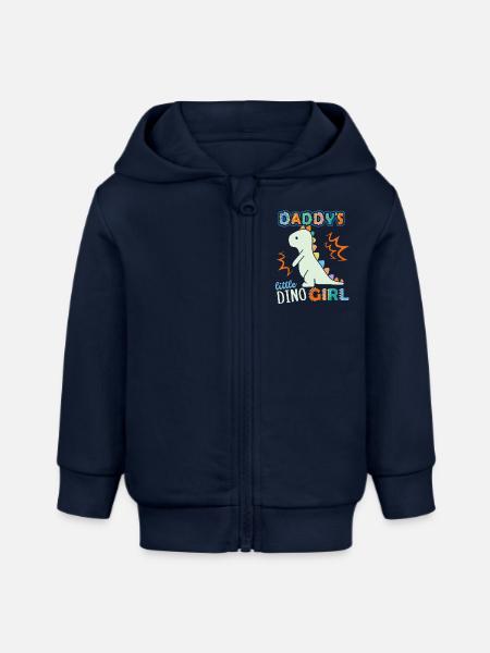 Dinosaur Daddy's Little Dino-Girl, saying - Baby Organic Zip-up Hoodie by Stanley/Stella - navy